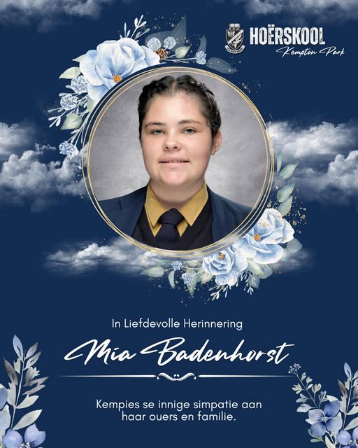 Kempton Park Mourns Young Student Mia Badenhorst After Accident